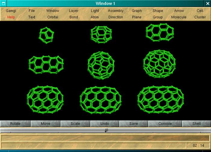 Image showing C20, C30, C40, C50, C60, C70, C80, C90 and C100 fullerenes